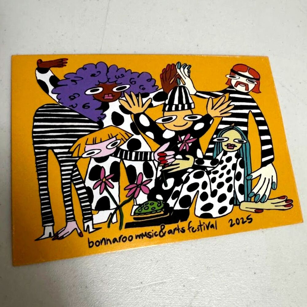 Bonnaroo 2025 Postcard Orange Cartoon Design Limited
